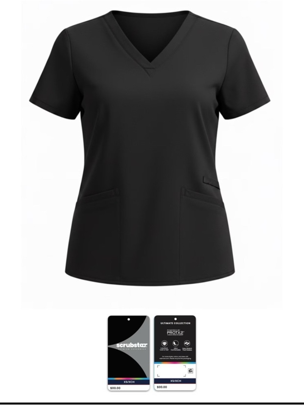 Scrubstar Women’s Short-Sleeve V-Neck Scrub Top - Black